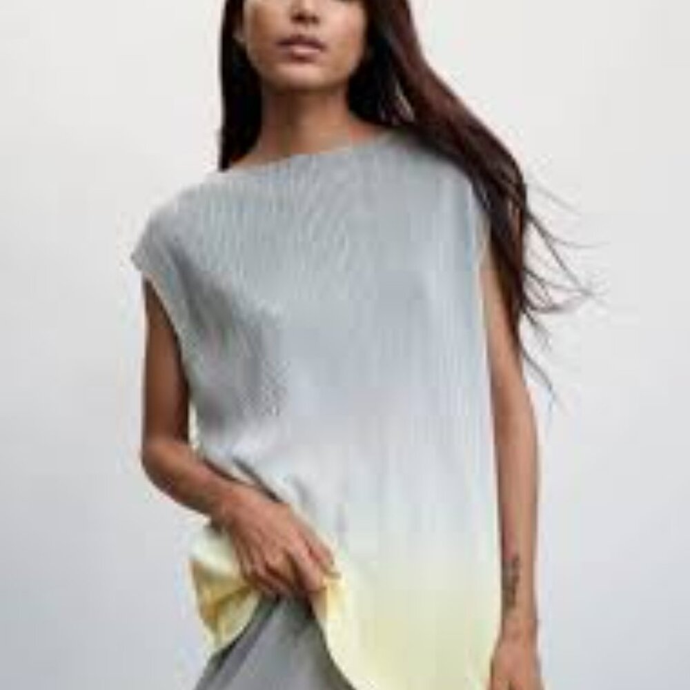Mango Ombre Sleeveless Stretch Ribbed Blouse Medium